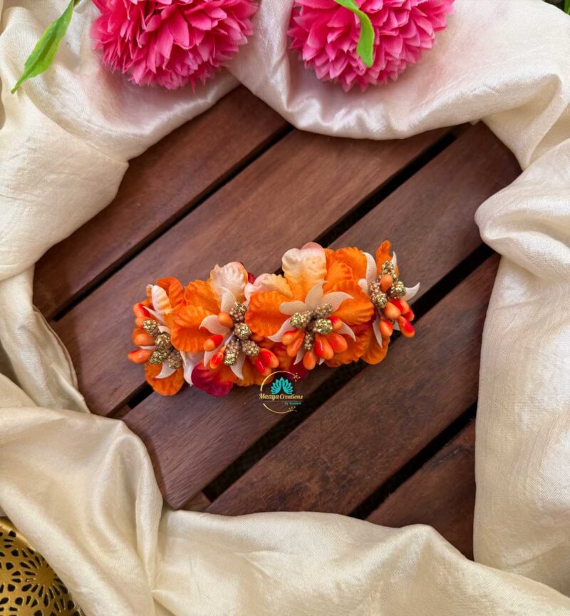 Real Look alike Orange Orchid Petals Hair Clip – J76