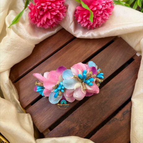 Real Look alike Light Pink & Blue Orchid Petals Hair Clip – J77