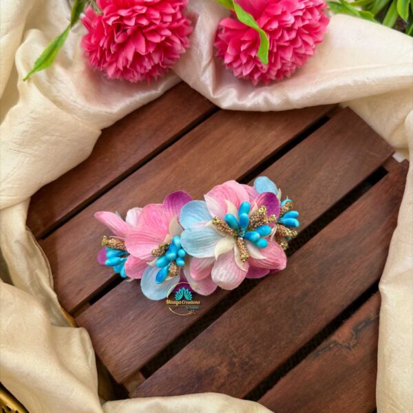 Real Look alike Light Pink & Blue Orchid Petals Hair Clip – J77