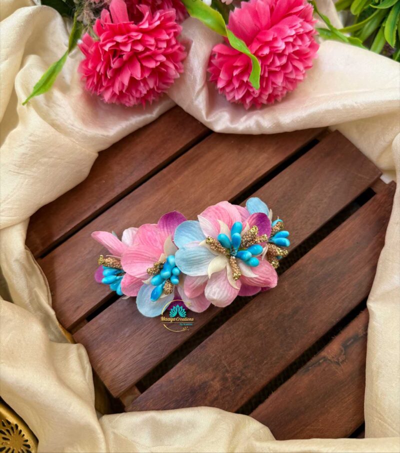 Real Look alike Light Pink & Blue Orchid Petals Hair Clip – J77
