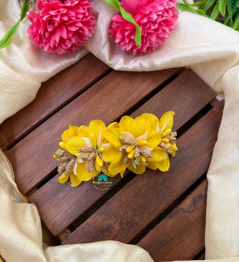 Real Look alike Yellow Orchid Petals Hair Clip – J78
