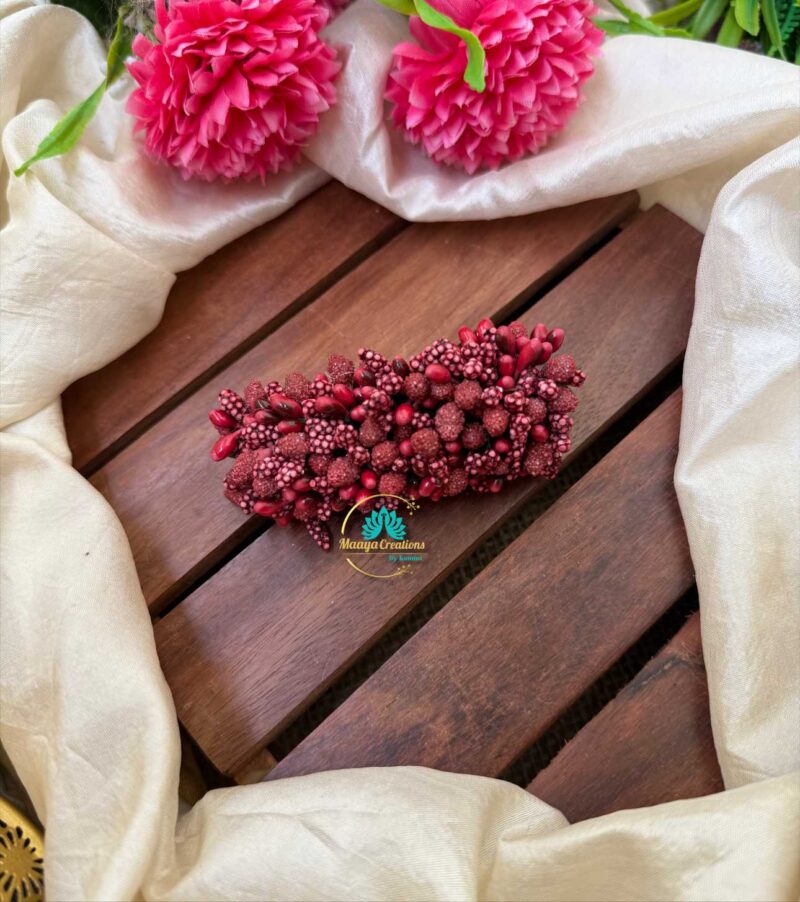 Artificial Maroon Flower Hair Clip – J84