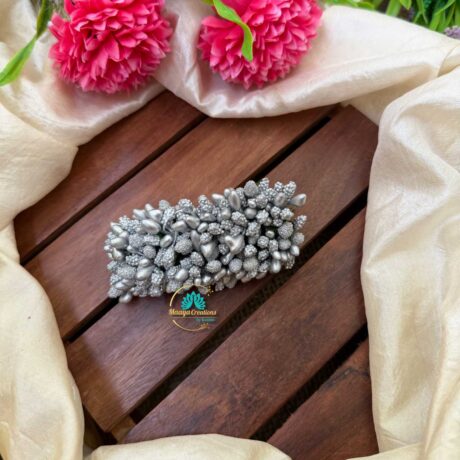 Artificial Silver Flower Hair Clip – J86