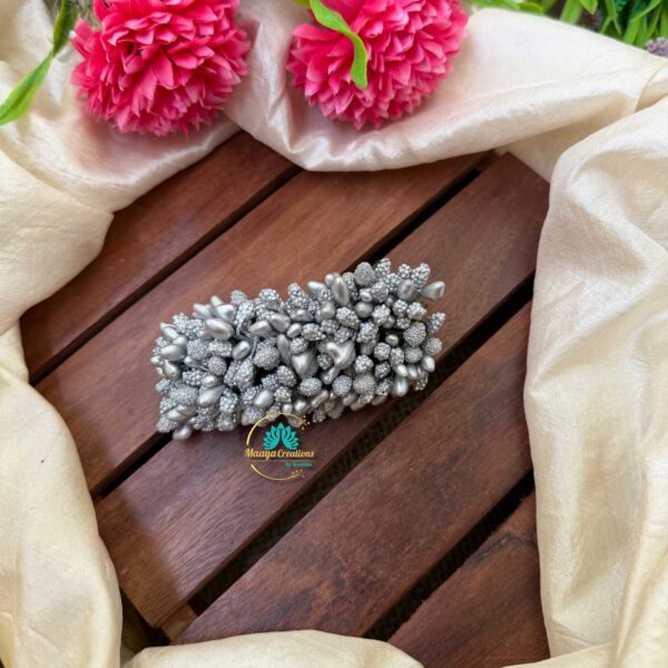 Artificial Silver Flower Hair Clip – J86