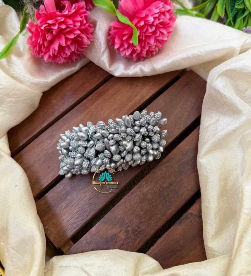 Artificial Silver Flower Hair Clip – J86