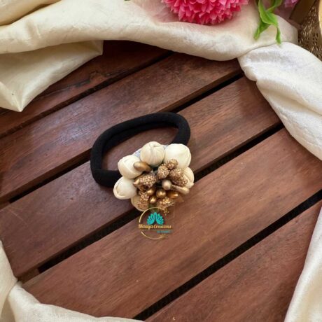 Real Look alike Jasmine White & Gold Hair Band– J34