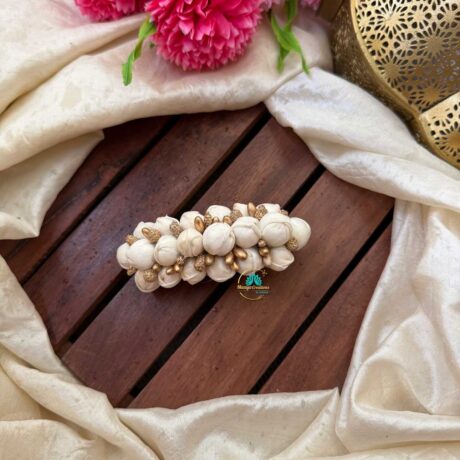 Real Look alike Jasmine White & Gold Hair Clip – J40