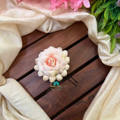 Real Look alike Jasmine Light Peach Rose U Pin – J43