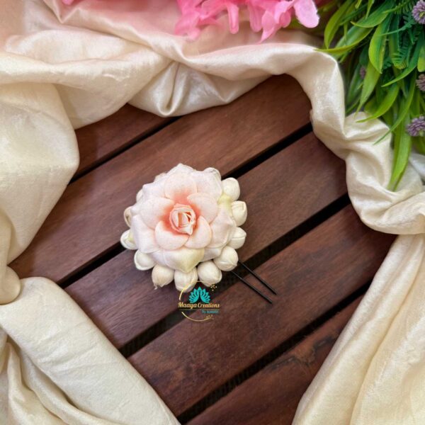 Real Look alike Jasmine Light Peach Rose U Pin – J43