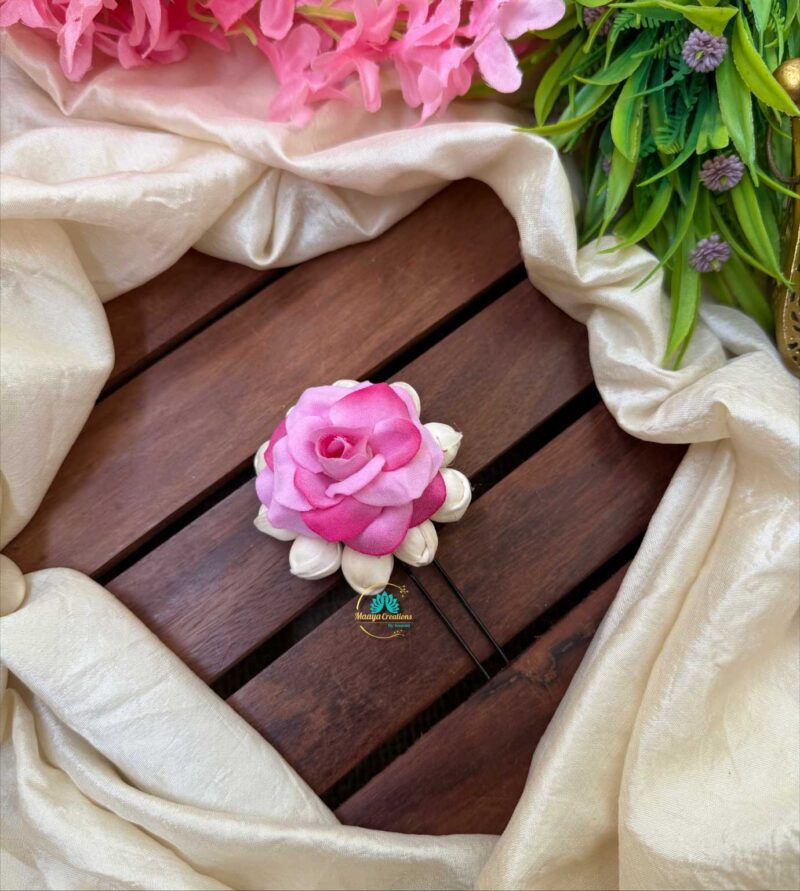 Real Look alike Jasmine Double Shade Pink Rose U Pin – J44