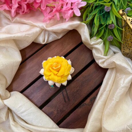 Real Look alike Jasmine Yellow Rose U Pin – J46