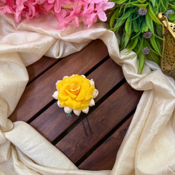 Real Look alike Jasmine Yellow Rose U Pin – J46
