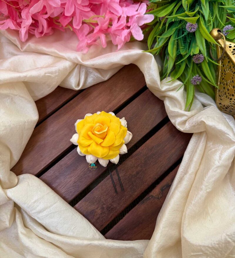 Real Look alike Jasmine Yellow Rose U Pin – J46
