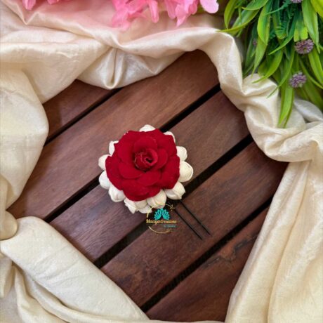 Real Look alike Jasmine Maroon Rose U Pin – J48