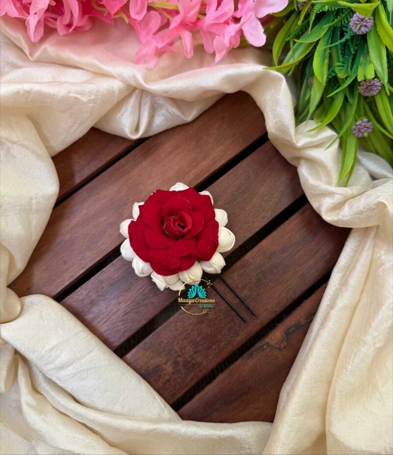 Real Look alike Jasmine Maroon Rose U Pin – J48