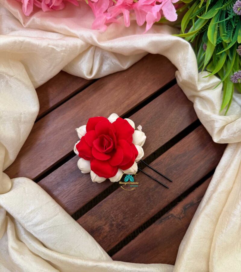 Real Look alike Jasmine Red Rose U Pin – J51