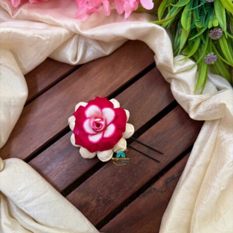 Real Look alike Jasmine White & Pink Rose U Pin – J53