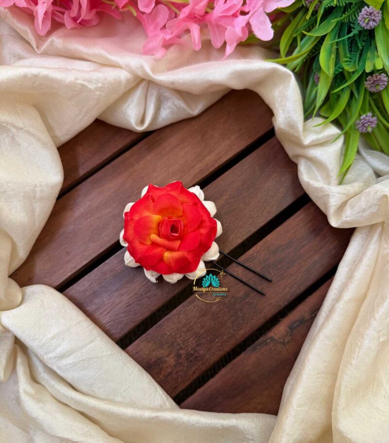 Real Look alike Jasmine Orange Rose U Pin – J54
