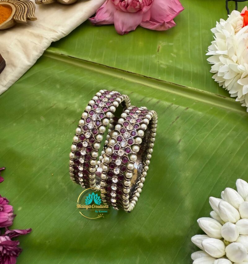 Precious Black Polish Kemp Stone Bangle - PKJ143