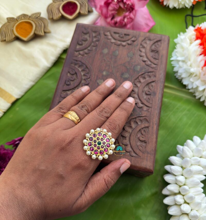 Precious Kemp Stone Full Red Finger Ring - PKJ146 - Image 2