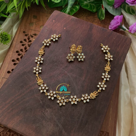 Unique Floral & Lakshmi AD Stone Neck Set- IM46