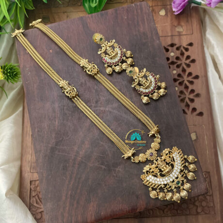 Gold Look Alike Lakshmi Pendent AD Stone Neck Set- IM49