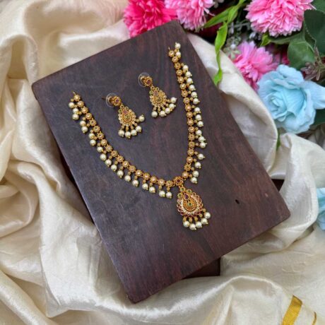 Simple Antique AD Stone Neck Chain- IM53