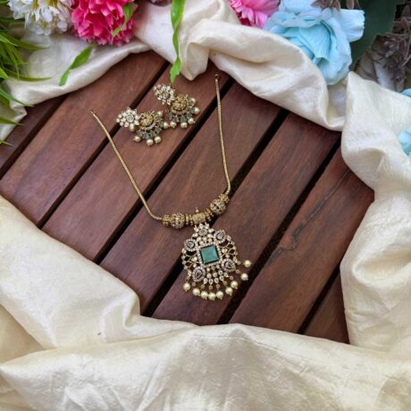 Elegent Round Shape AD Stone Pendent Neck Set - IM67