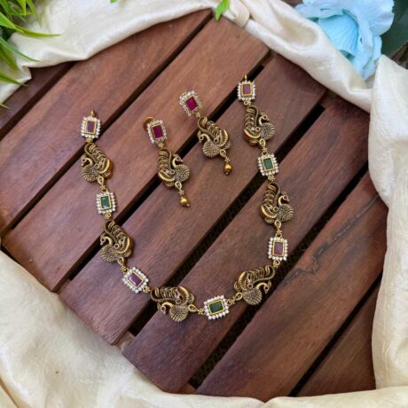 Premium Multi AD Stone Short Neck Set - IM69