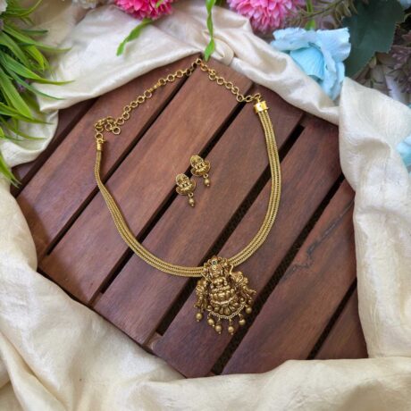 Gold Look ALike Single Lakshmi Pendent  Neck Set - IM71
