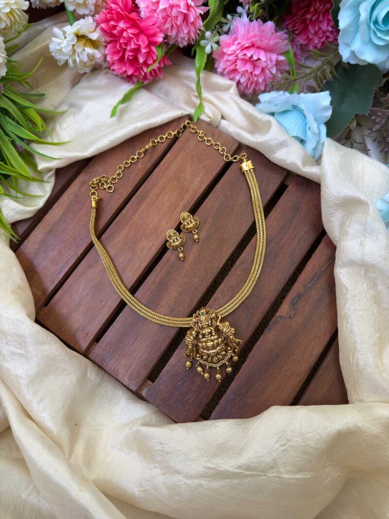 Gold Look ALike Single Lakshmi Pendent  Neck Set - IM71
