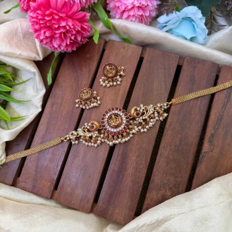 Antique Lakshmi Red AD Stone Choker- IM81