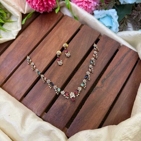 Unique Diamond Look Multi Colour Neck Set- IM87
