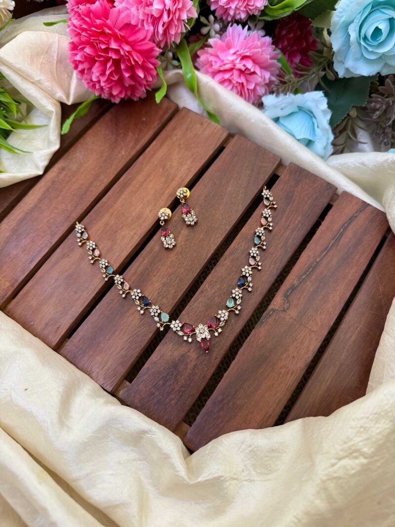 Unique Diamond Look Multi Colour Neck Set- IM87