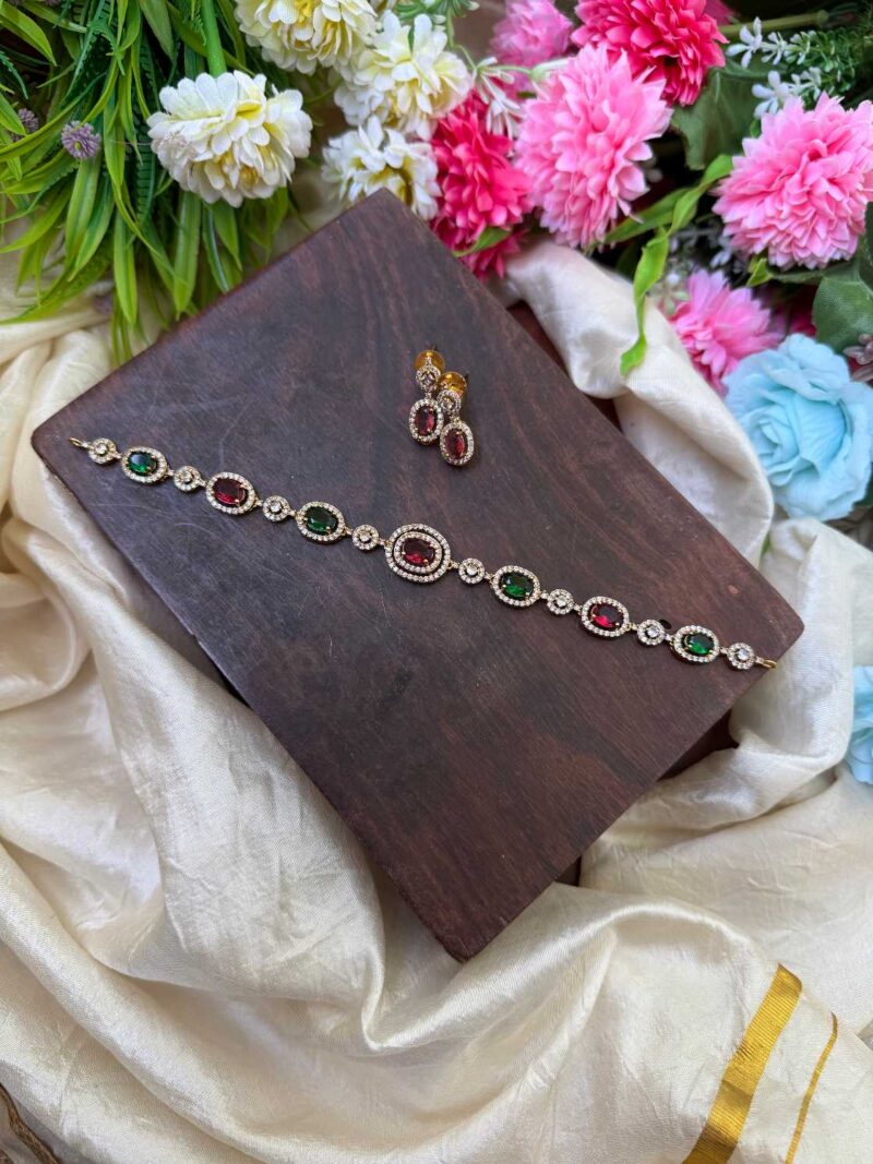 Elegent Diamond Look Alike Multi Oval Short Choker- IM57