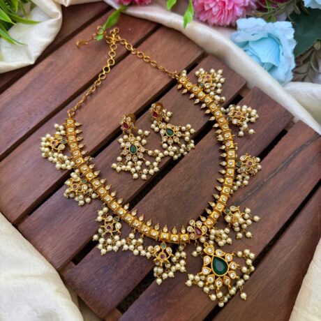 Premium Gold Look Alike Guttapusalu Neck Set- IM89