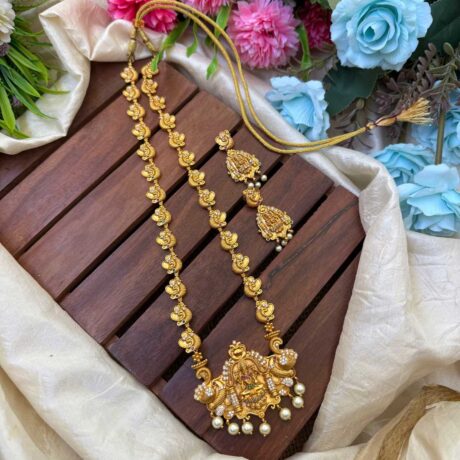 Gold Look Alike Lakshmi Short Haram Neck Set- IM90