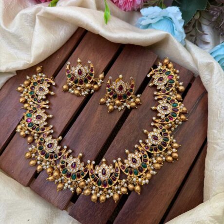 Half Moon Multi AD Stone Neck Set- IM104