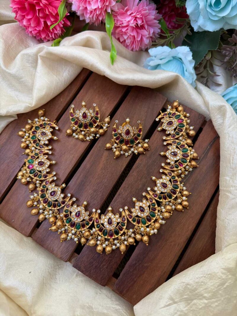 Half Moon Multi AD Stone Neck Set- IM104