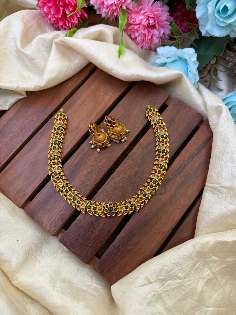 Simple Half Moon Multi AD Stone Neck Set- IM105