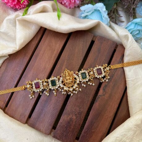 Antique Lakshmi Pendent Red & Green Choker- IM121