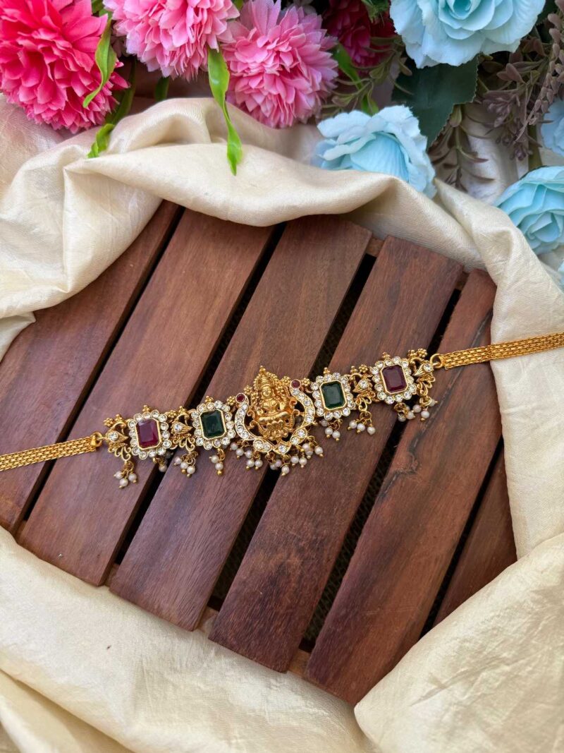 Antique Lakshmi Pendent Red & Green Choker- IM121