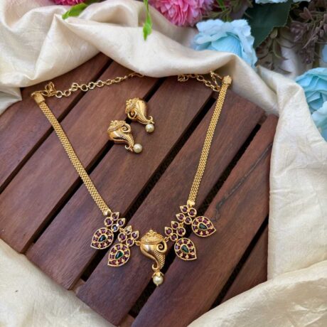 Gold Look Alike Shell & Mango Neck Set- IM106