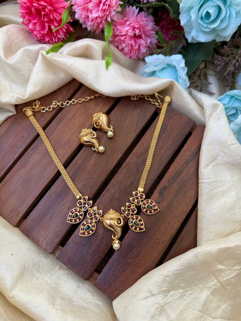 Gold Look Alike Shell & Mango Neck Set- IM106