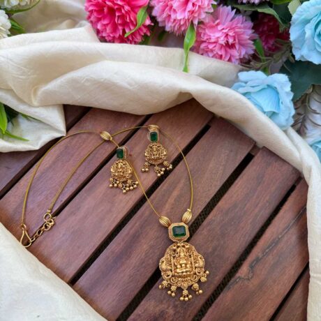 Invisible Antique Lakshmi Pendent Red Neck Set- IM115