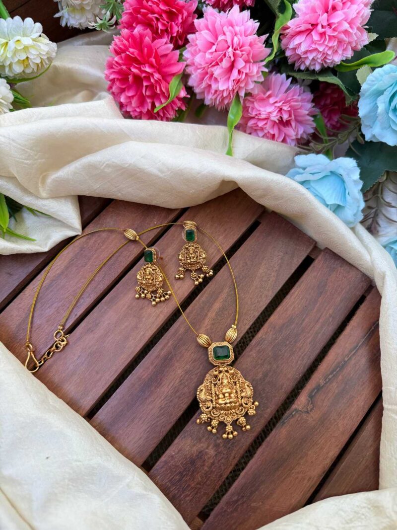 Invisible Antique Lakshmi Pendent Red Neck Set- IM115