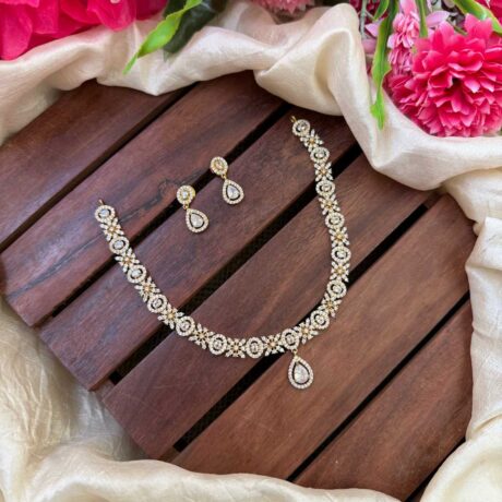 Elegant Diamond Look AD Stone Neck set- IM26