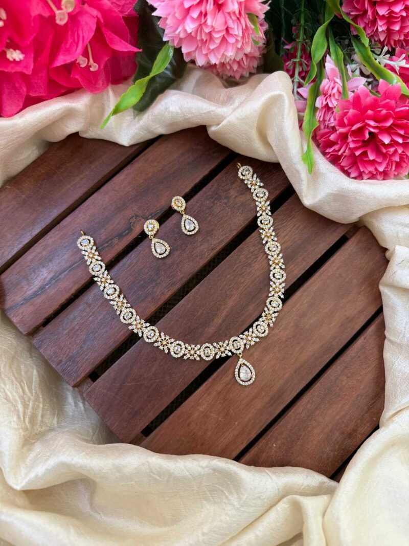 Elegant Diamond Look AD Stone Neck set- IM26