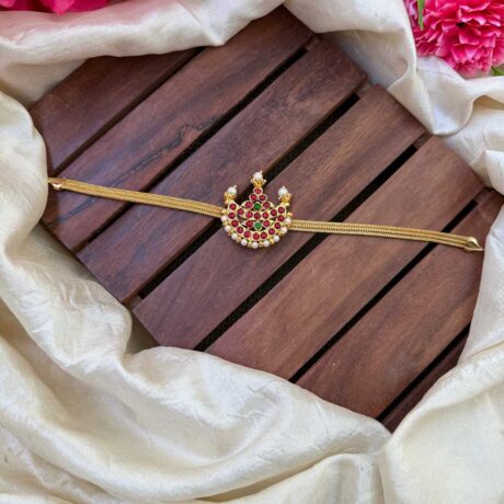 Gold Look Alike Half Moon Pendent Neck set- IM29