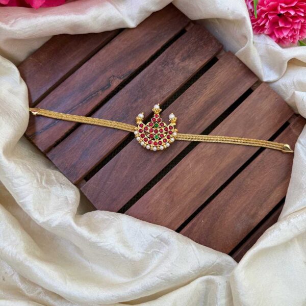 Gold Look Alike Half Moon Pendent Neck set- IM29